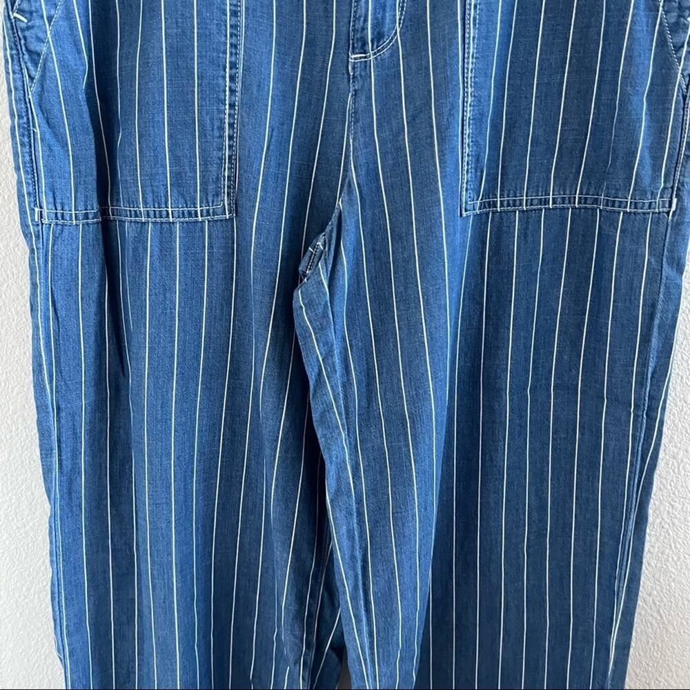 Seven7 Striped Wide Leg Crop Pants Chambray Denim 10 - Picture 5 of 13